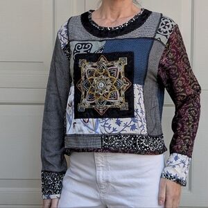 vintage FAITH boho patchwork rayon top M